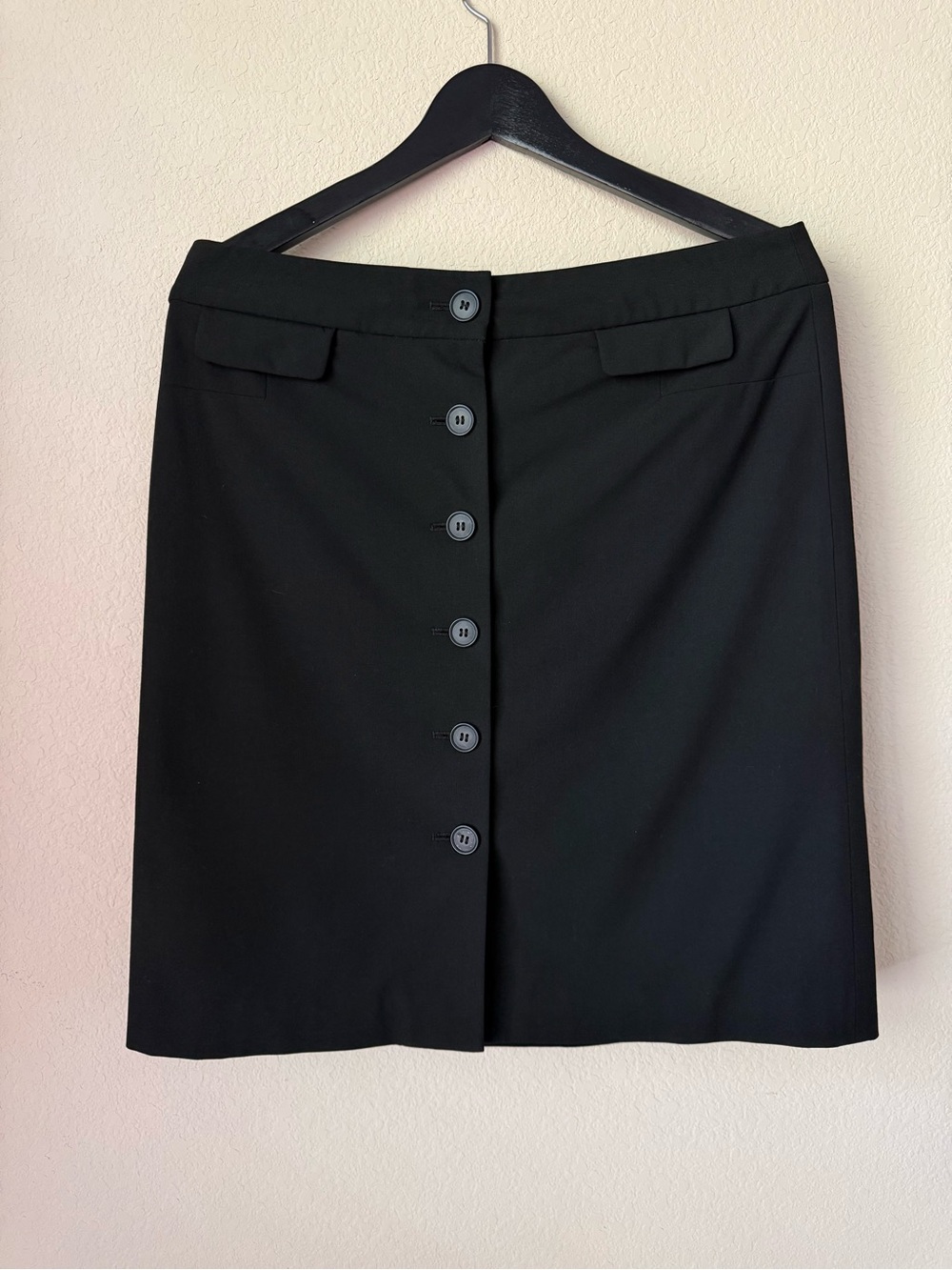 LOFT Black Button-Front Skirt 10P